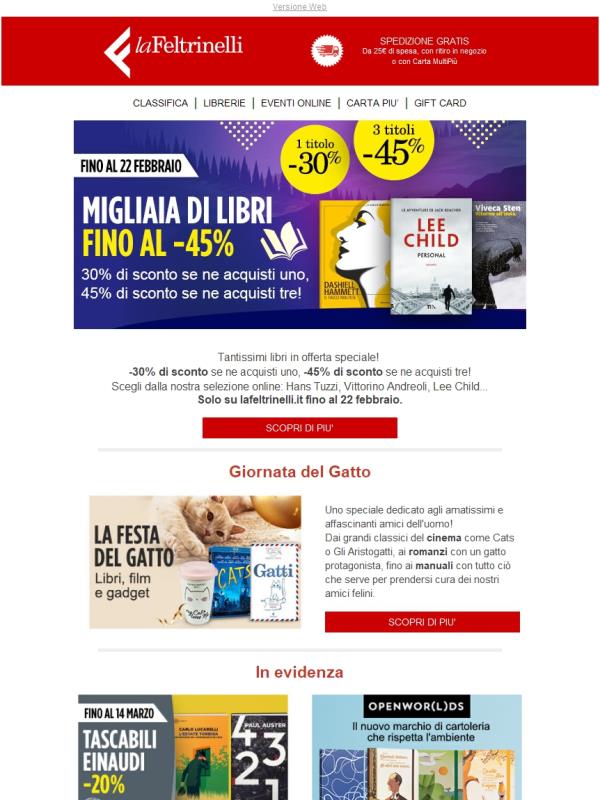 Migliaia di libri in offerta! Uno al -30% o tre al -45%