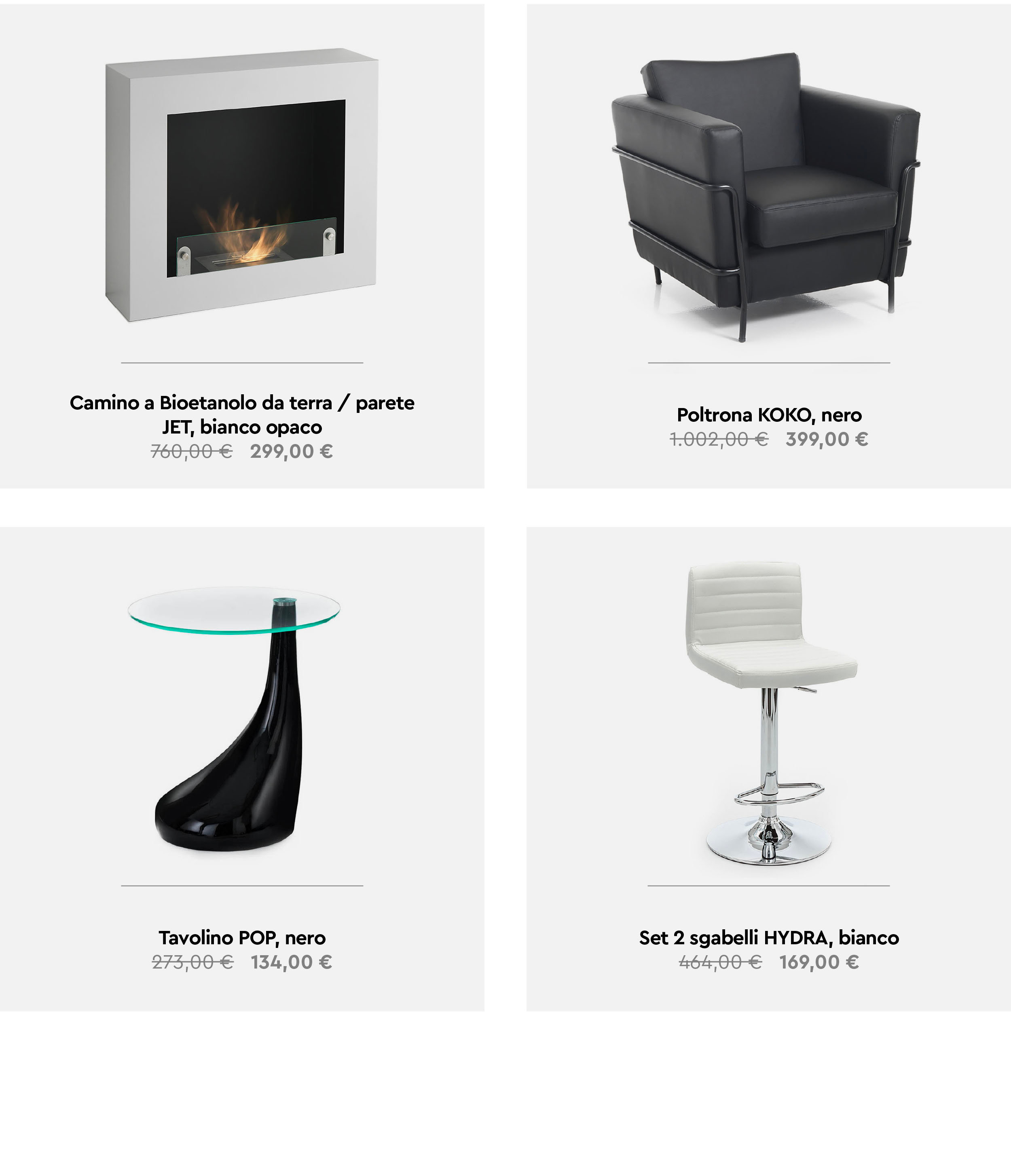 Tomasucci, complementi di arredo black & white