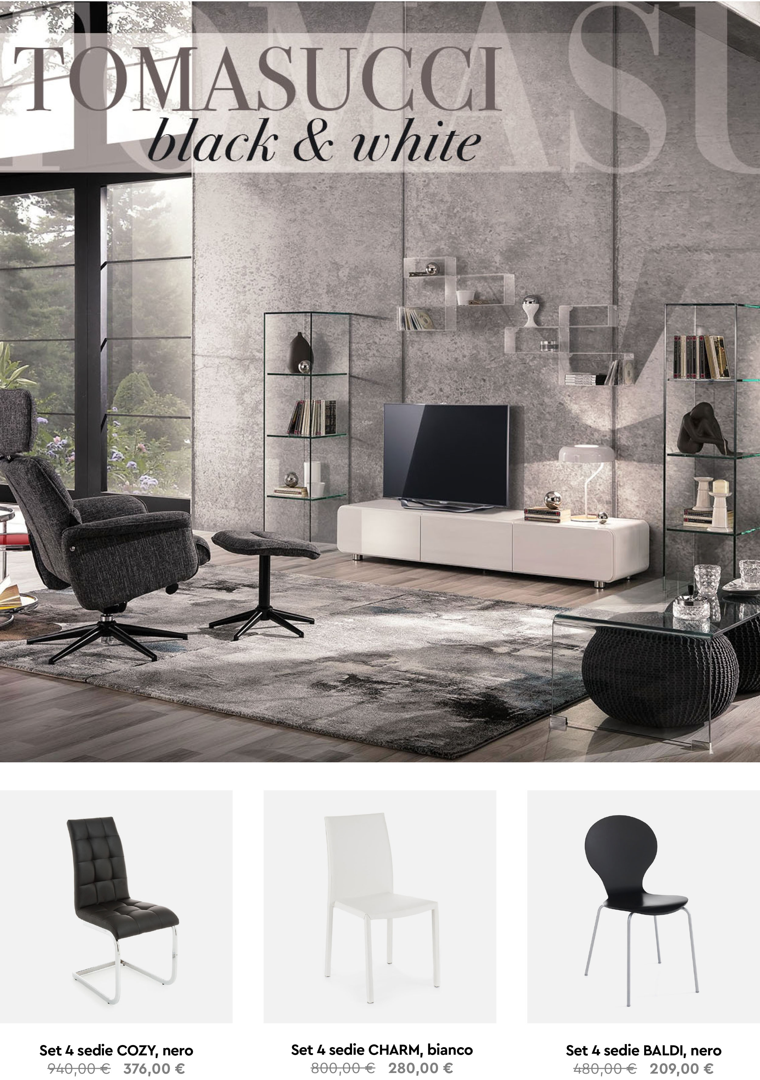 Tomasucci, complementi di arredo black & white