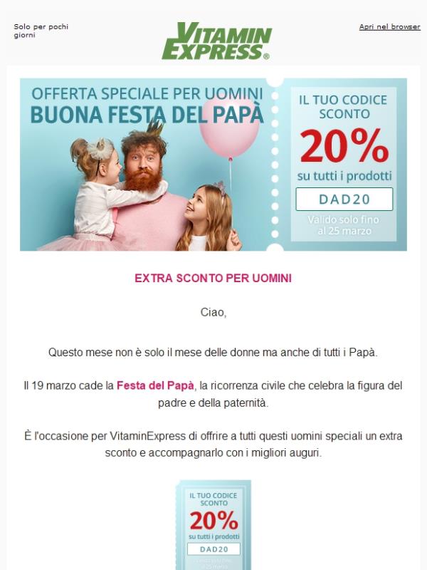 BUONA FESTA DEL PAPÀ – 20% DI SCONTO