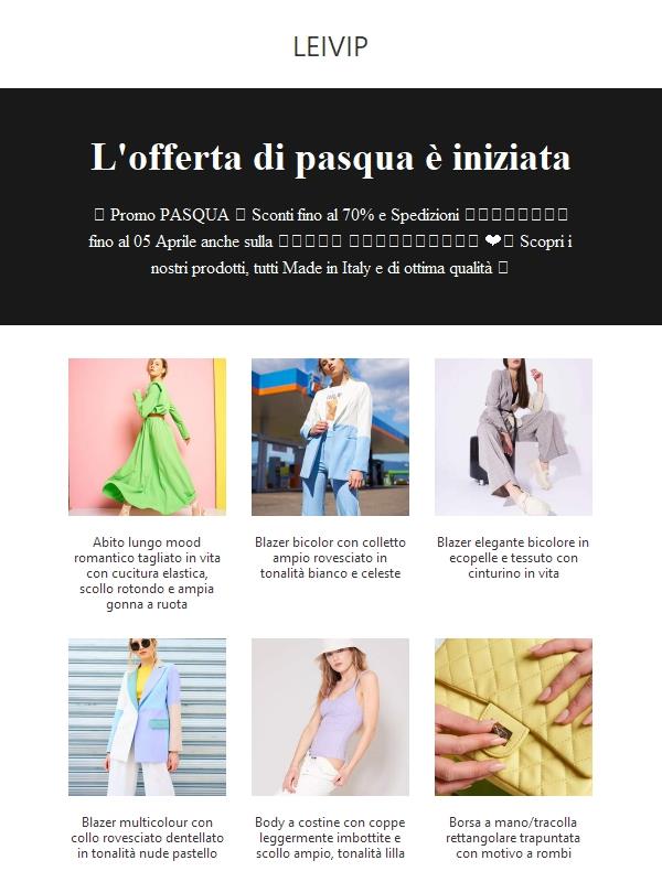 🐰 Promo PASQUA 🤩 Sconti fino al 70% e Spedizioni 𝗚𝗥𝗔𝗧𝗨𝗜𝗧𝗘 fino al 05 Aprile anche sulla 𝗡𝘂𝗼𝘃𝗮 𝗖𝗼𝗹𝗹𝗲𝘇𝗶𝗼𝗻𝗲 ❤️
