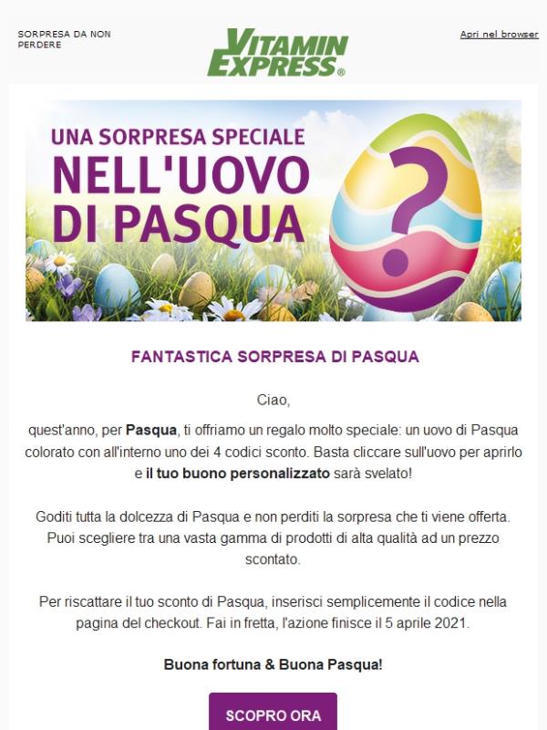 SORPRESA PASQUALE - SCOPRI IL TUO BUONO SCONTO