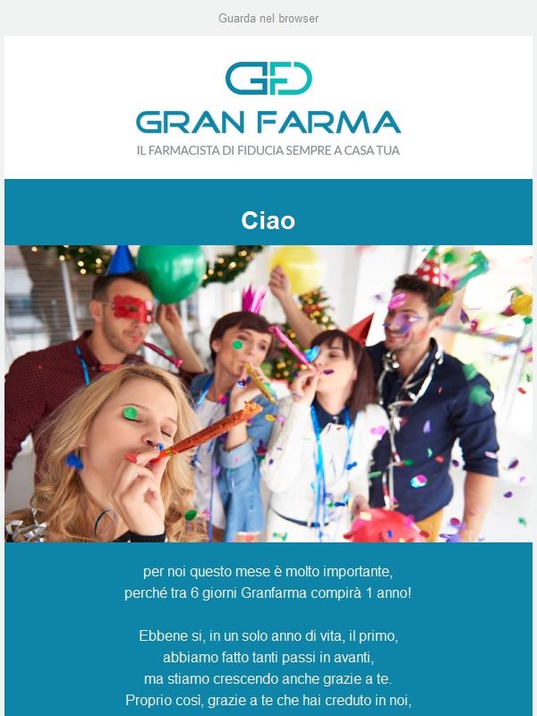 Granfarma compie 1 anno: porta un amico e riceverai un fantastico extra sconto
