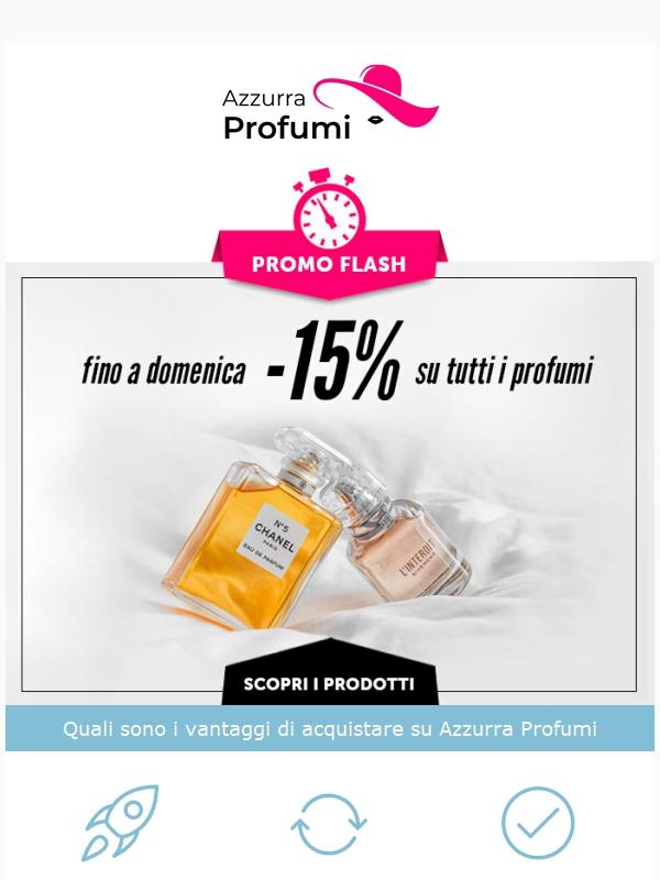 Flash Sale: -15% su tutti i profumi, solo fino a domenica
