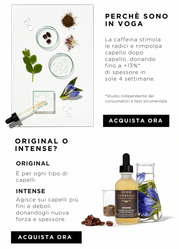 La caffeina stimola le radici e rimpolpa capello dopo capello, donando fino a +13%*  di spessore in  sole 4 settimane.