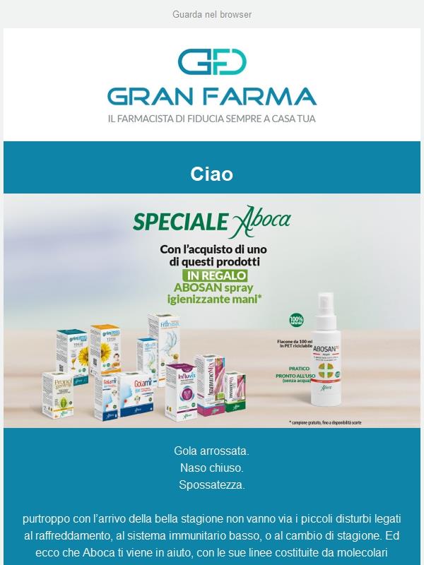 Con l'acquisto di un prodotto Aboca ricevi in omaggio Abosan Spray
