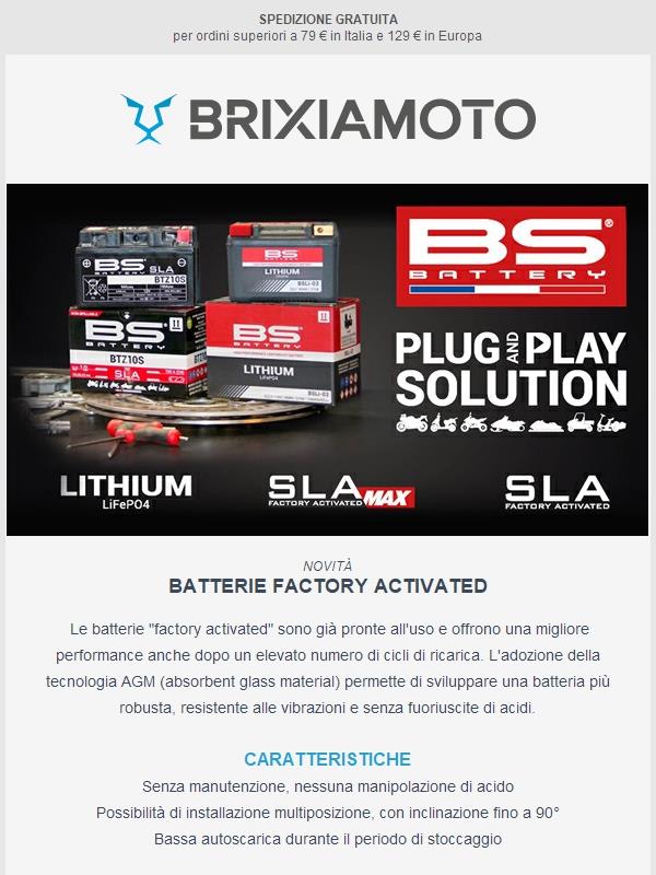 Sono arrivate le nuove batterie pronte all'uso di BS BATTERY