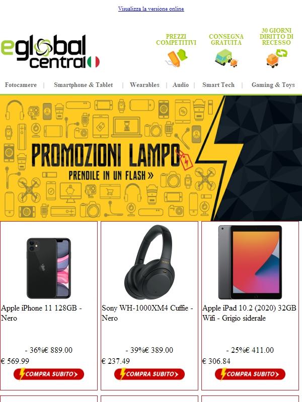 Promozioni Lampo⚡ (iPhone 11, iPad 2020, Sony WH-1000XM4..)