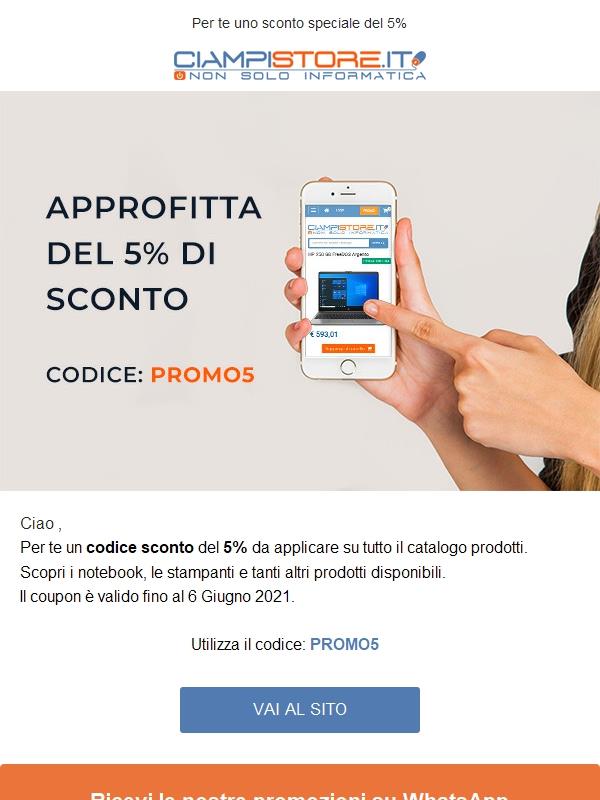 Approfitta del 5% di sconto sui tuoi acquisti