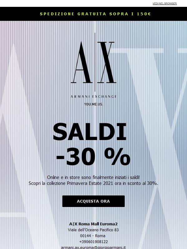 Armani Exchange: Sono iniziati i saldi SS21 | Jekoo