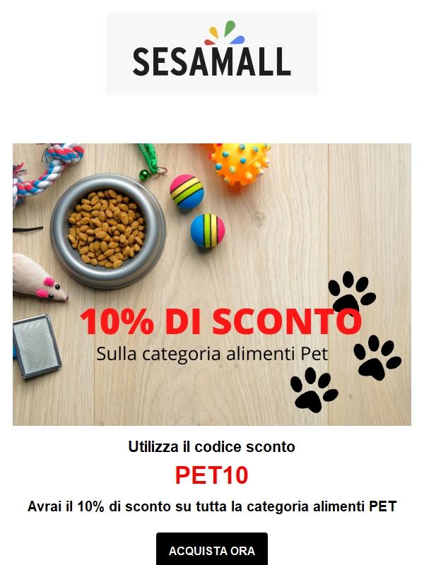 -10% di sconto su tutta la categoria alimenti PET 🐶🐱
