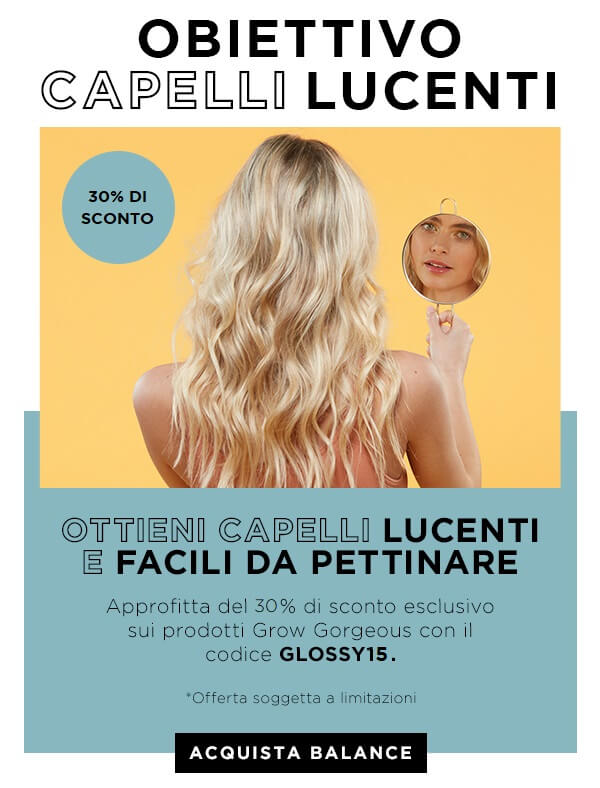 Ottieni capelli lucenti e facili da pettinare. Codice: GLOSSY15