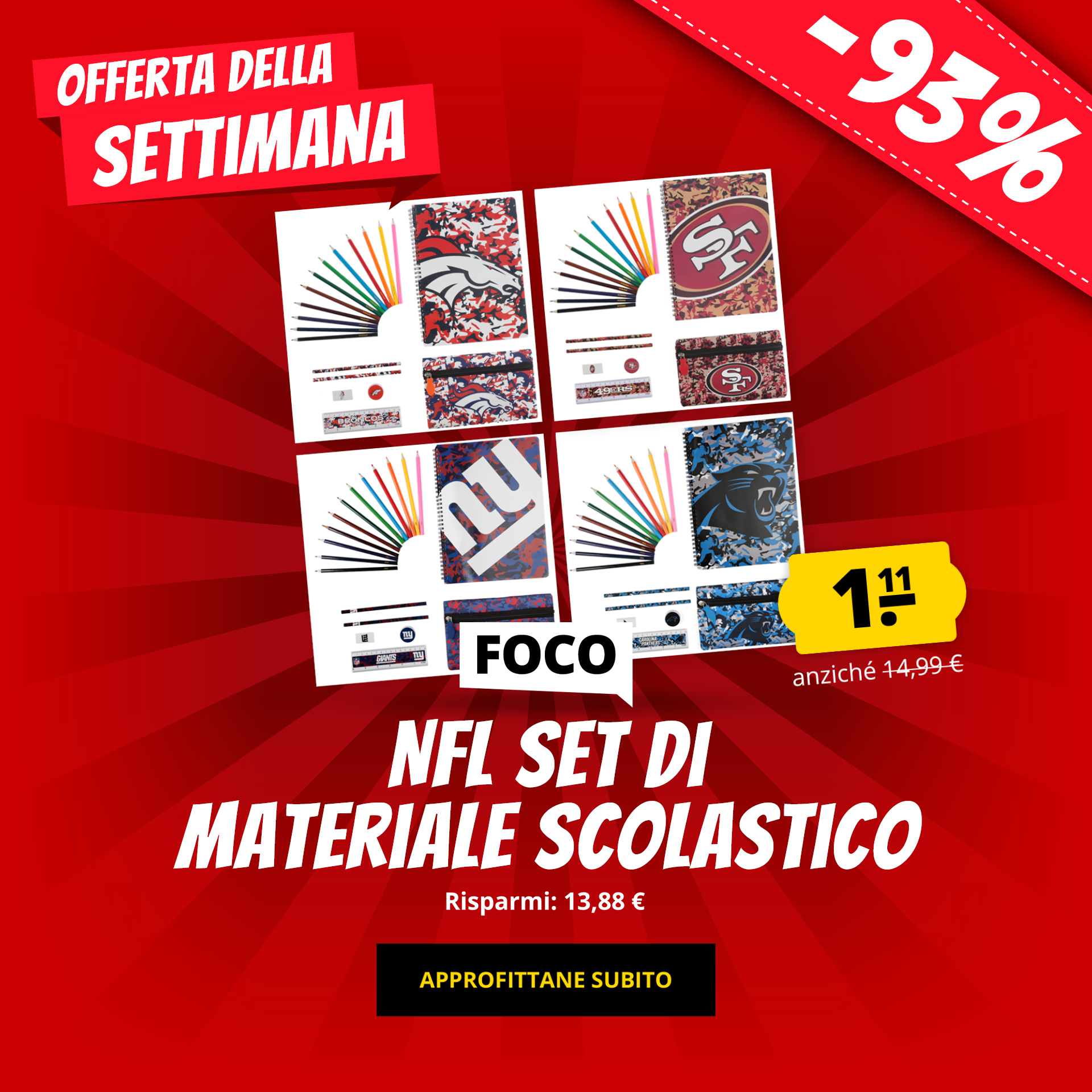 FOCO NFL Set di materiale scolastico solo 1,11 € acquista a prezzi convenienti su ScontoSport!