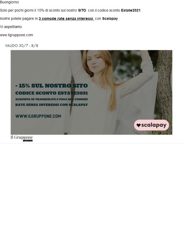 - 15% sul Nostro sito solo per pochi Giorni