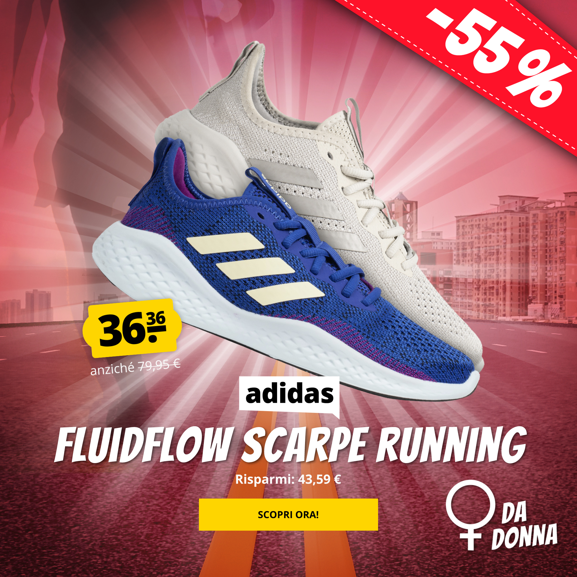 adidas Fluidflow Scarpe running solo 36,36 €