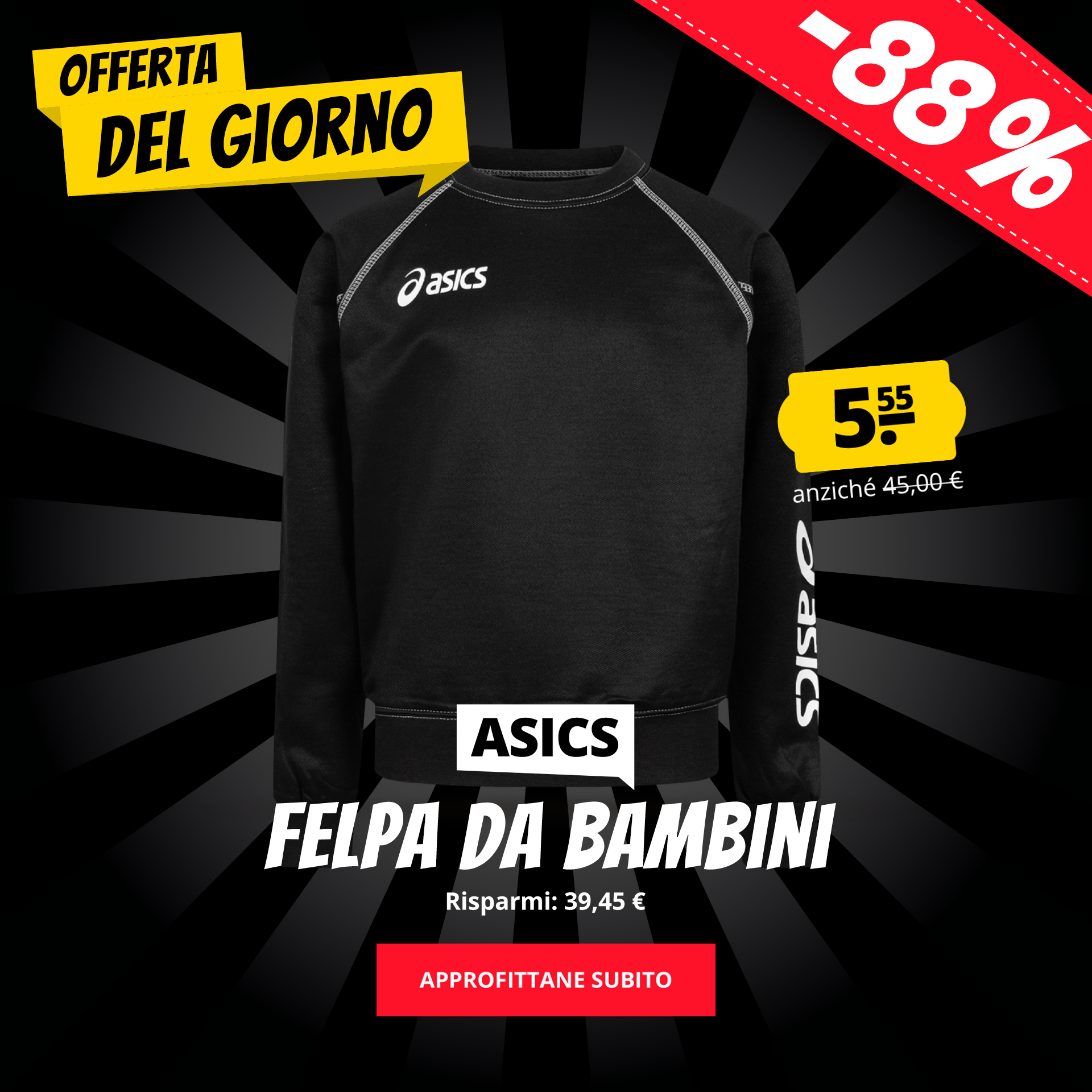 ASICS Felpa da bambini solo 5,55 €