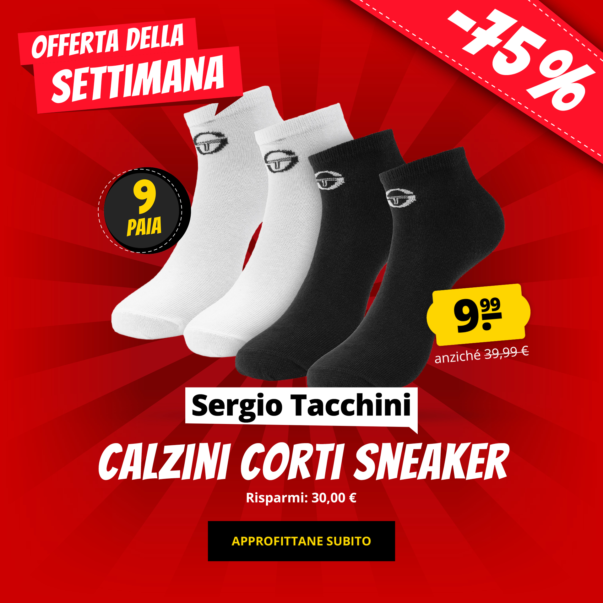 Sergio Tacchini Calzini corti sneaker 9 paia  9,99 € acquista a prezzi convenienti su ScontoSport!