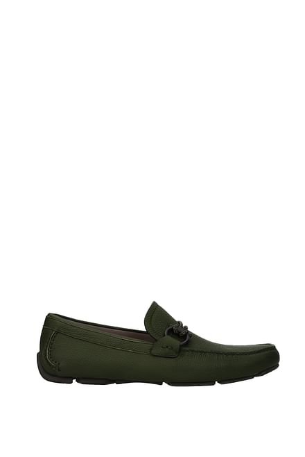 Salvatore Ferragamo Loafers front Men Leather Green Olive