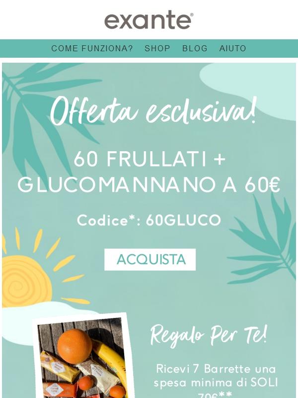 OFFERTA SPECIALE: 60 FRULLATI + 1GLUCOMANNANO PER 60€