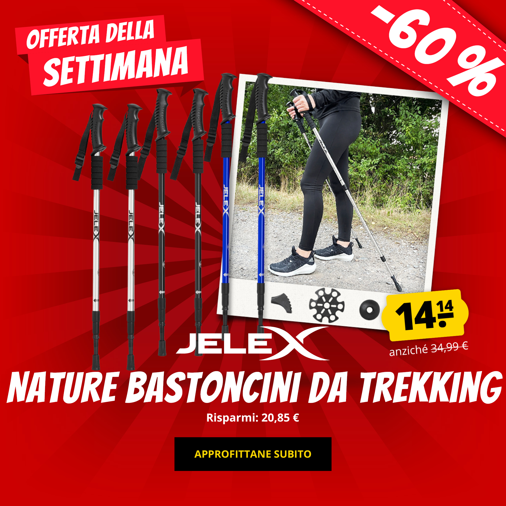 JELEX  Nature Bastoncini da trekking solo 14,14 € acquista a prezzi convenienti su ScontoSport!