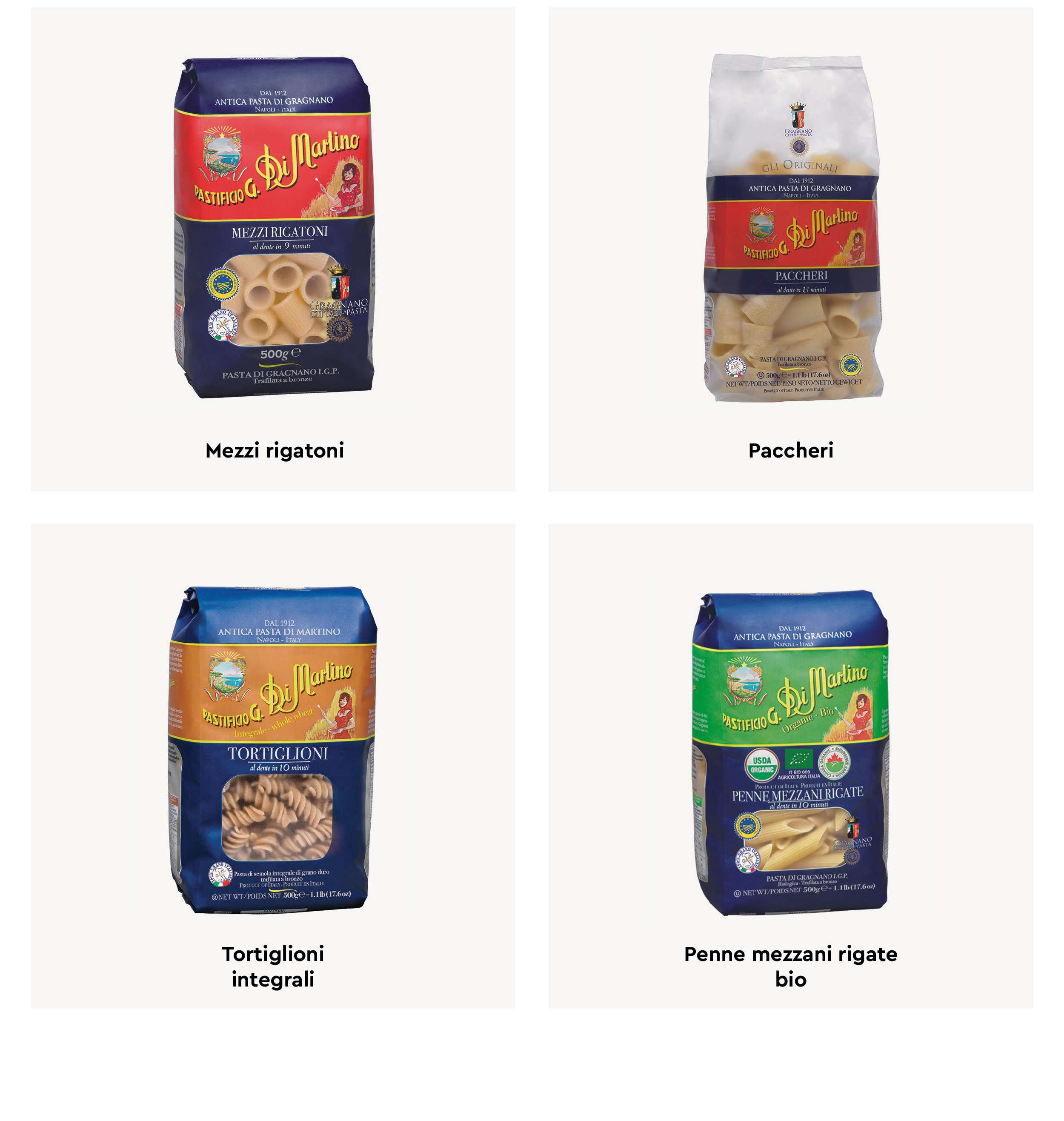 Pasta Di Martino, Pasta di Gragnano trafilata al bronzo, pasta bio e pasta integrale