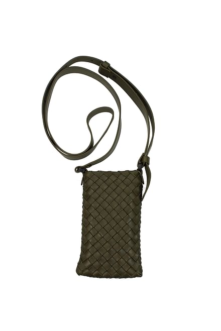 Bottega Veneta Selfphone Cover Men Leather Green Olive