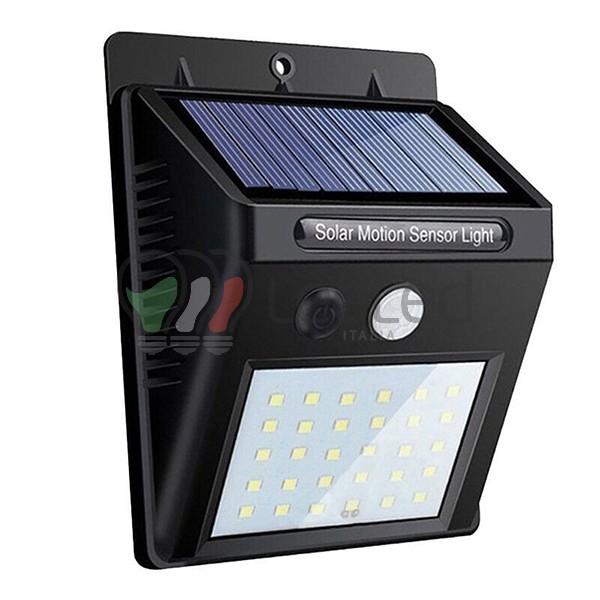 Immagine Faretto da esterno 6W 30 led crepuscolare con sensore di movimento alimentazione solare
