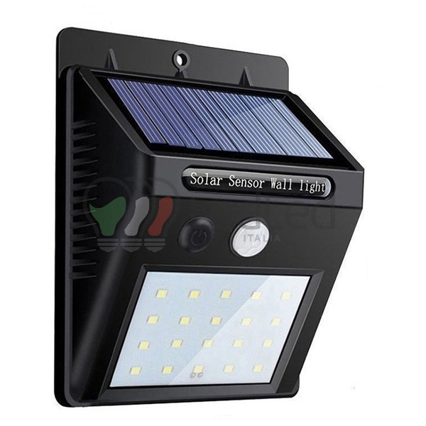 Immagine Faretto da esterno 4W 20 led crepuscolare con sensore di movimento alimentazione solare