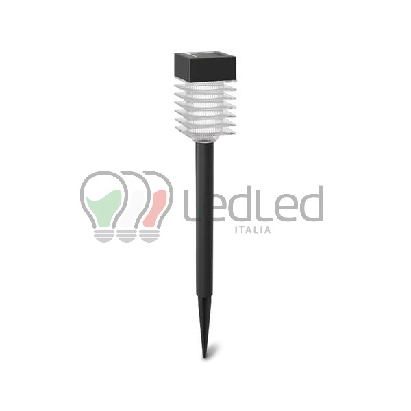 Immagine Lampioncino segnapassi Led Solare Pawn nero 0,8W IP44 crepuscolare da giardino con picchetto Bianco Freddo 6500K