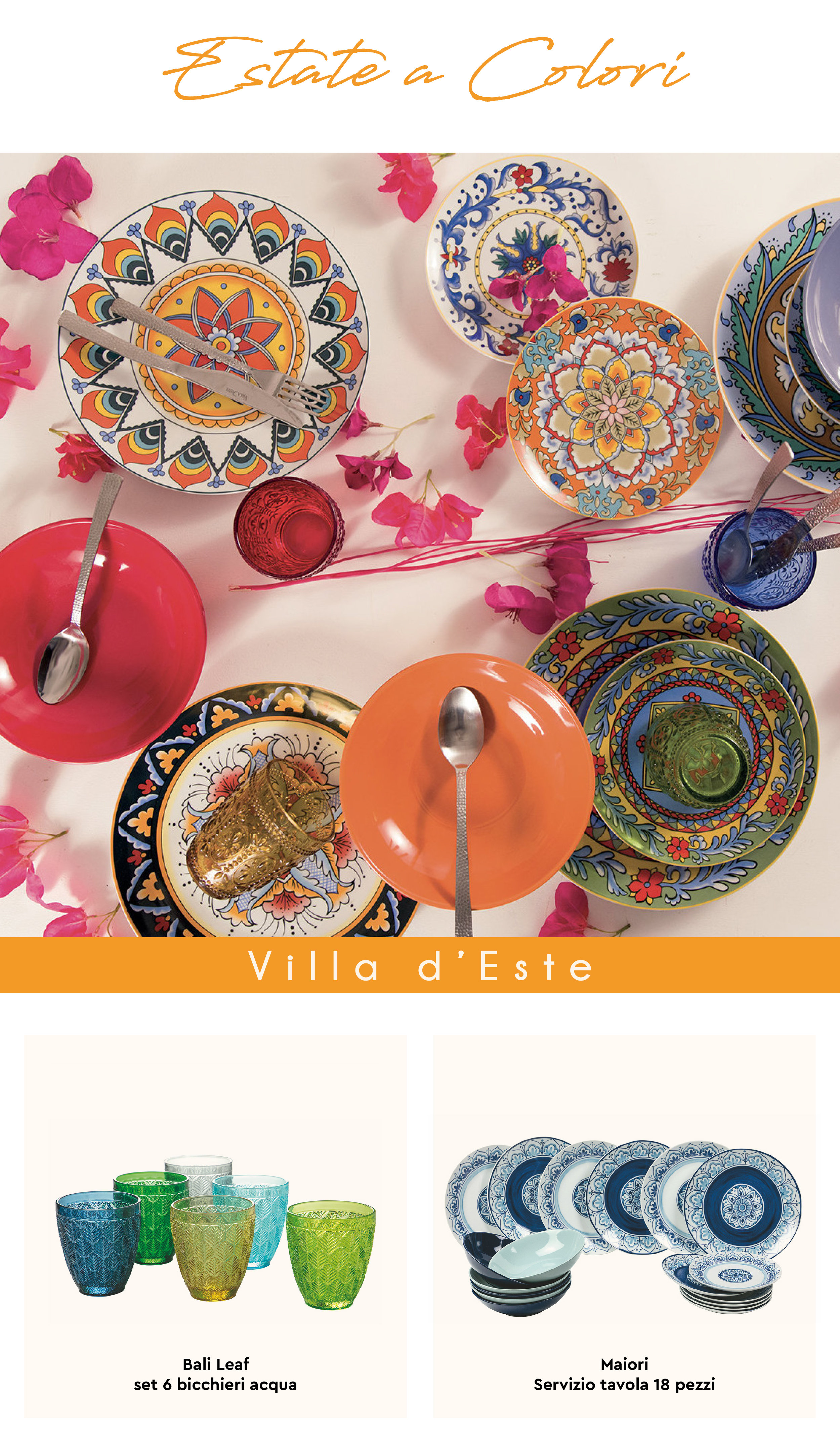 Villa d'Este mise en place servizi da tavola