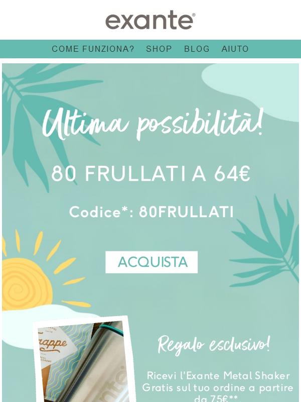 Ultime ore per avere 80 frullati 0.80€!