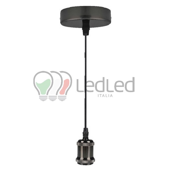 Immagine Portalampada da soffitto a sospensione Vintage E27 Cromo scuro