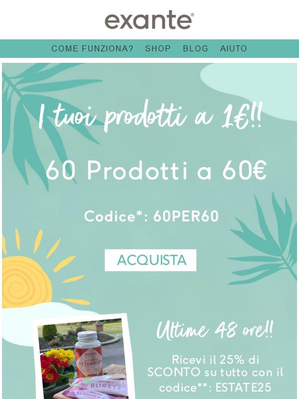 OFFERTA SPECIALE: 60 PRODOTTI PER 60€