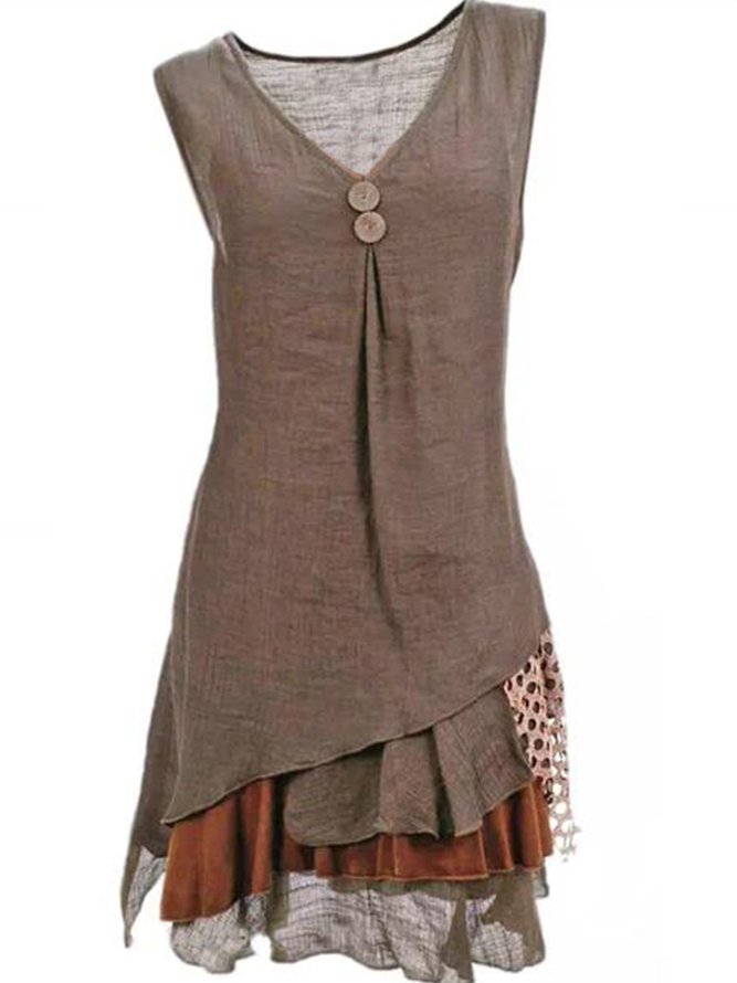 Sleeveless Cotton-Blend Casua...