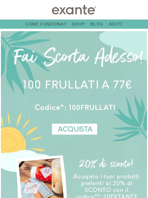 Offerta esclusiva: 100 frullati 0.77€!