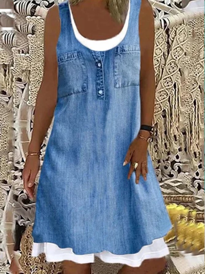 Sleeveless Paneled Casual Dre...