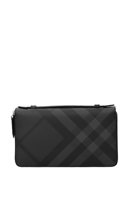 Burberry Wallets Men Fabric  Black Charcoal