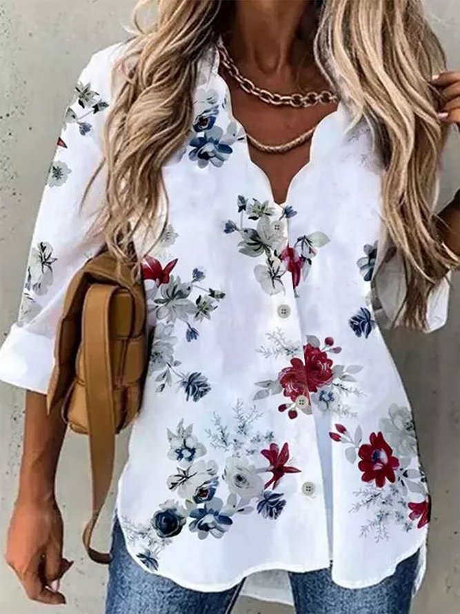 Elegant Floral-Print Shirts &...