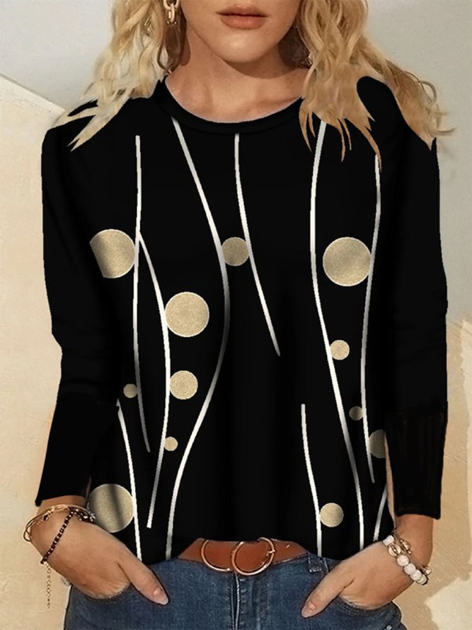 Bronzing Print Long-sleeved T...