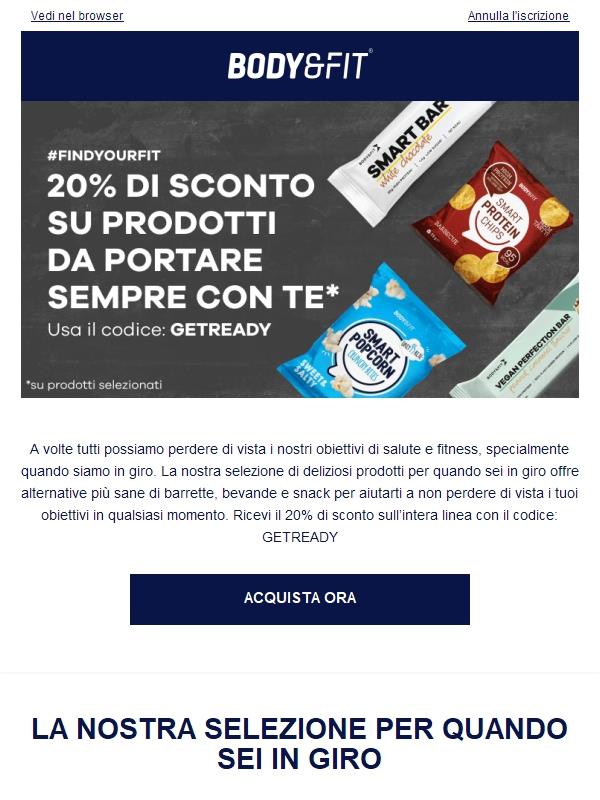 Ricevi il 20% di sconto sui prodotti essenziali quando sei in giro