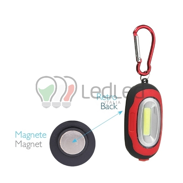 Immagine Portachiavi Torcia Led COB rosso e nero