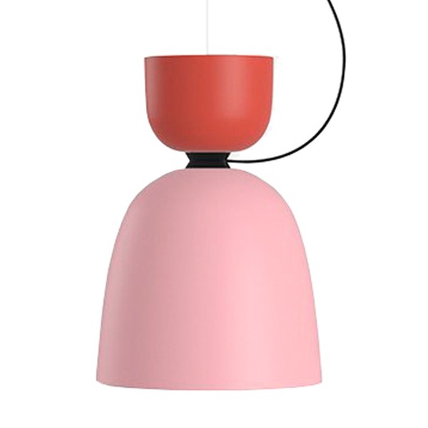 Lampada a sospensione Alphabeta Uno, rosso corallo - rosa