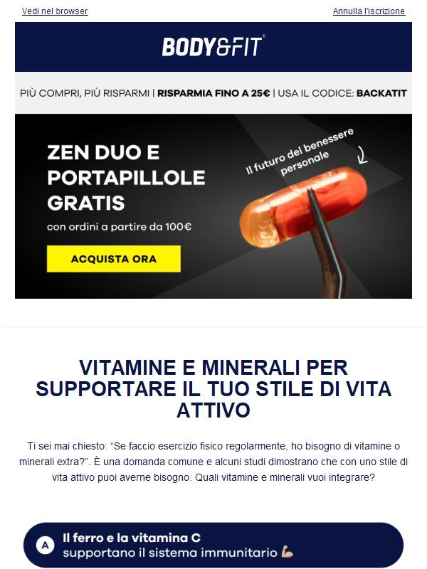 Vitamine per il tuo stile di vita attivo