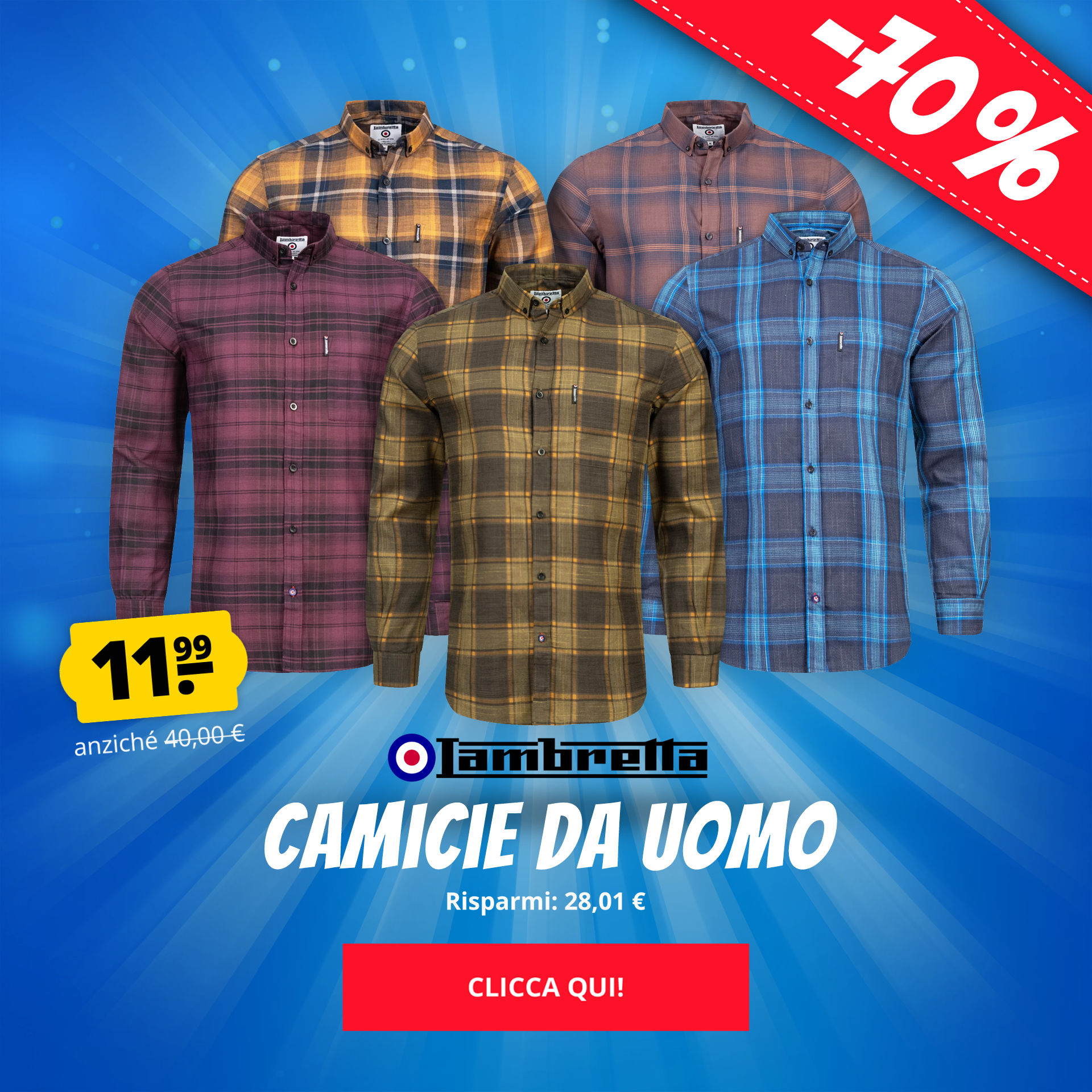 Camicie da uomo Lambretta solo 11,99 €