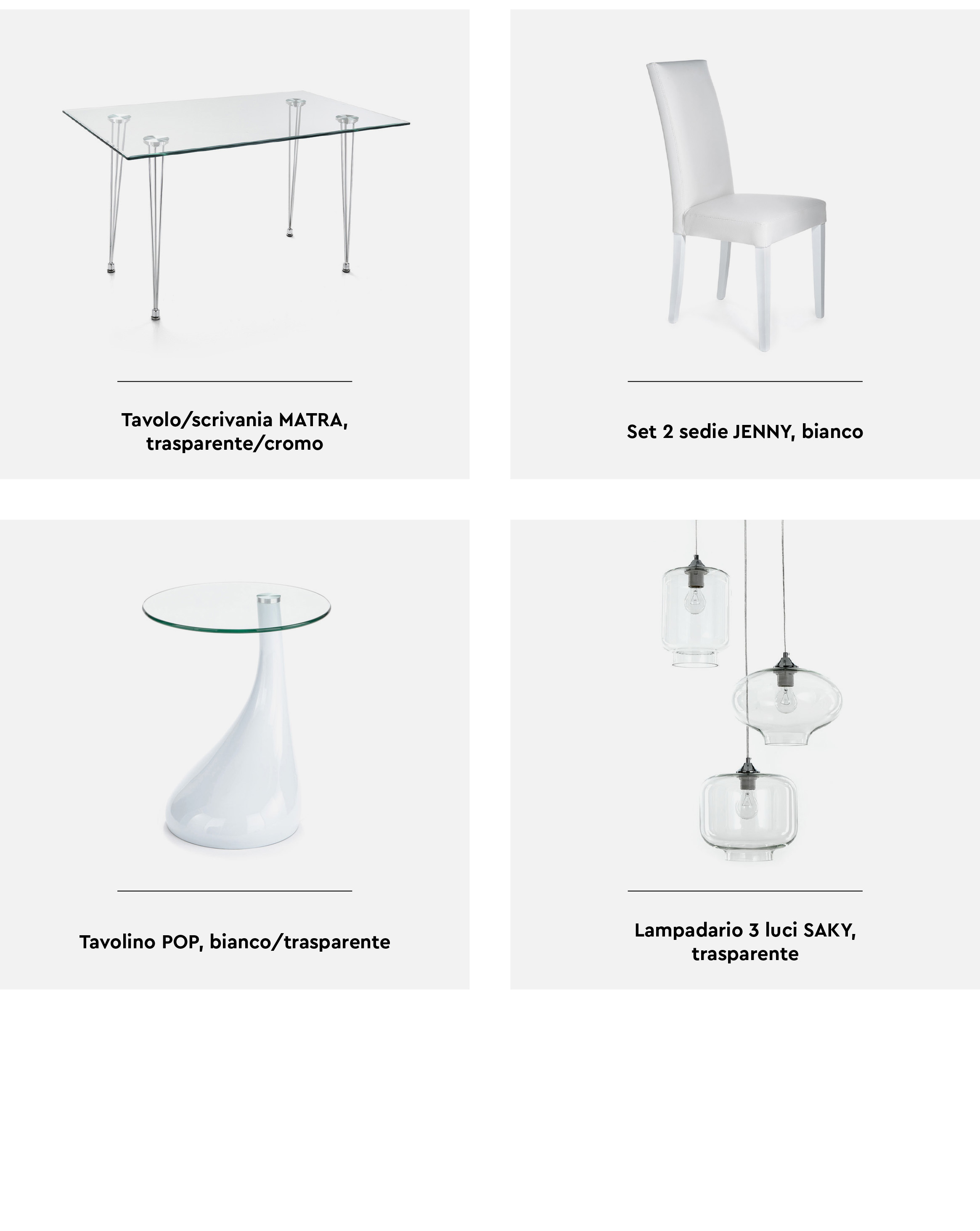 Interior White & Transparent arredo bianco e trasparente.