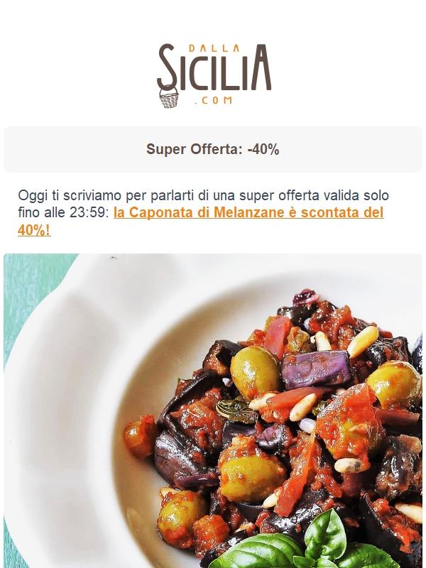 OFFERTA DEL GIORNO: 40% di SCONTO sulla Caponata di Melanzane! 🍆🍅