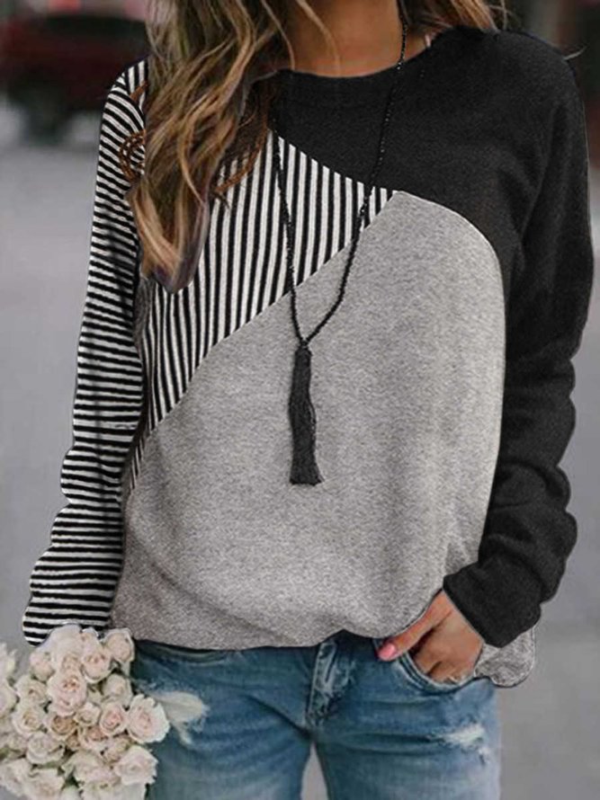 Blends Casual Striped Sweatsh...