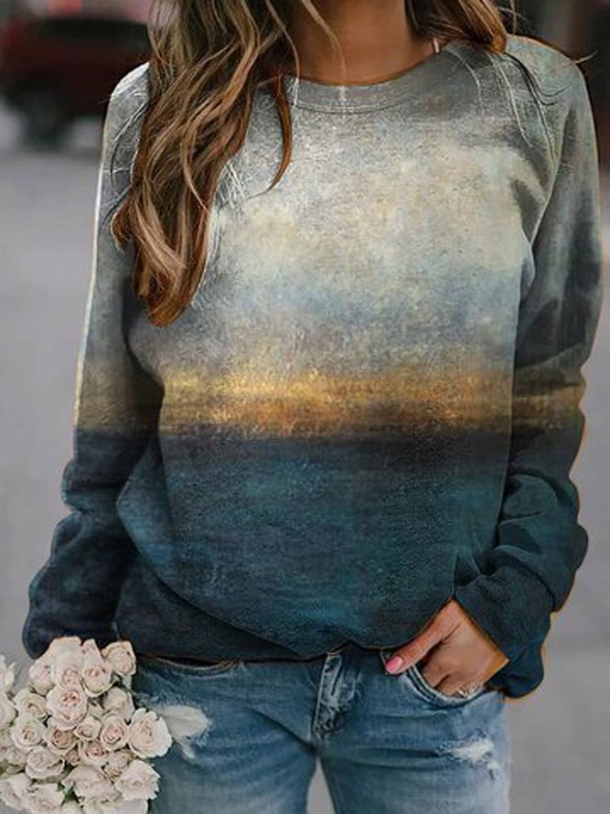 Neck Long Sleeve Casual Sweat...