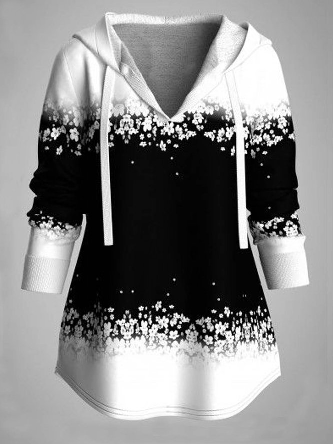 Floral Hoodie Casual Sweatshi...