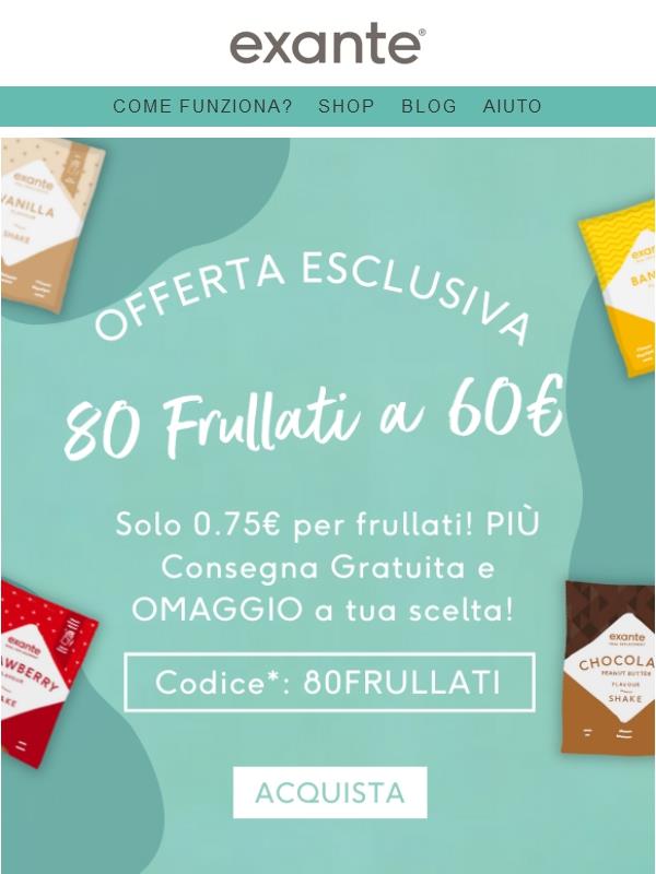 OFFERTA SPECIALE: 80 Frullati per 60€